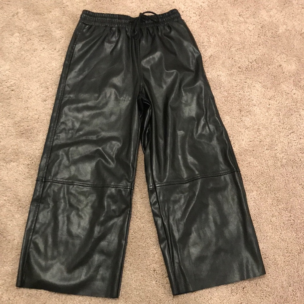 Faux wide leg never worn small leather pants